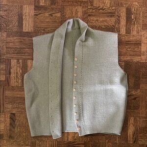 Green Knit Button-Up Vest